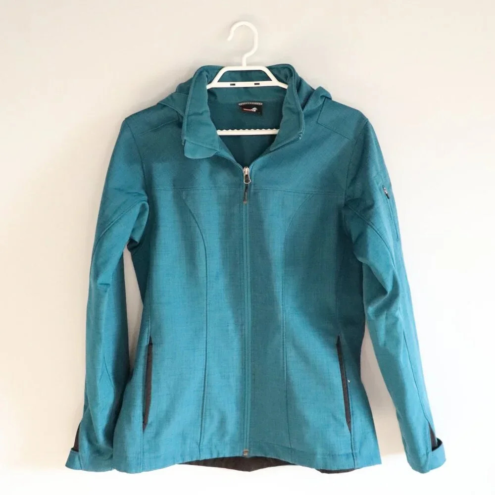 Avia Women's L Blue Full‎ Zip Waterproof Outdoor Hooded Long Sleeve Jacket Coat